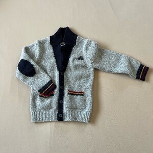 Mayoral Gray Kids Cardigan with Navy and Red Details